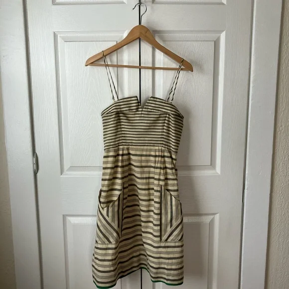 Anthropologie Maeve Striped Linen Blend Dress Size 0 EUC - Picture 4 of 14